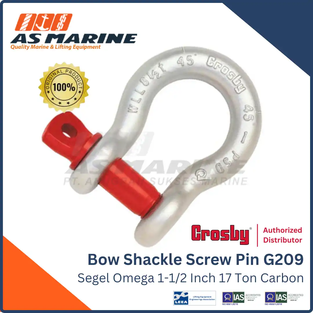 Bow Shackle / Segel Omega Crosby G209 Screw PIN 1-1/2 Inch 17 Ton